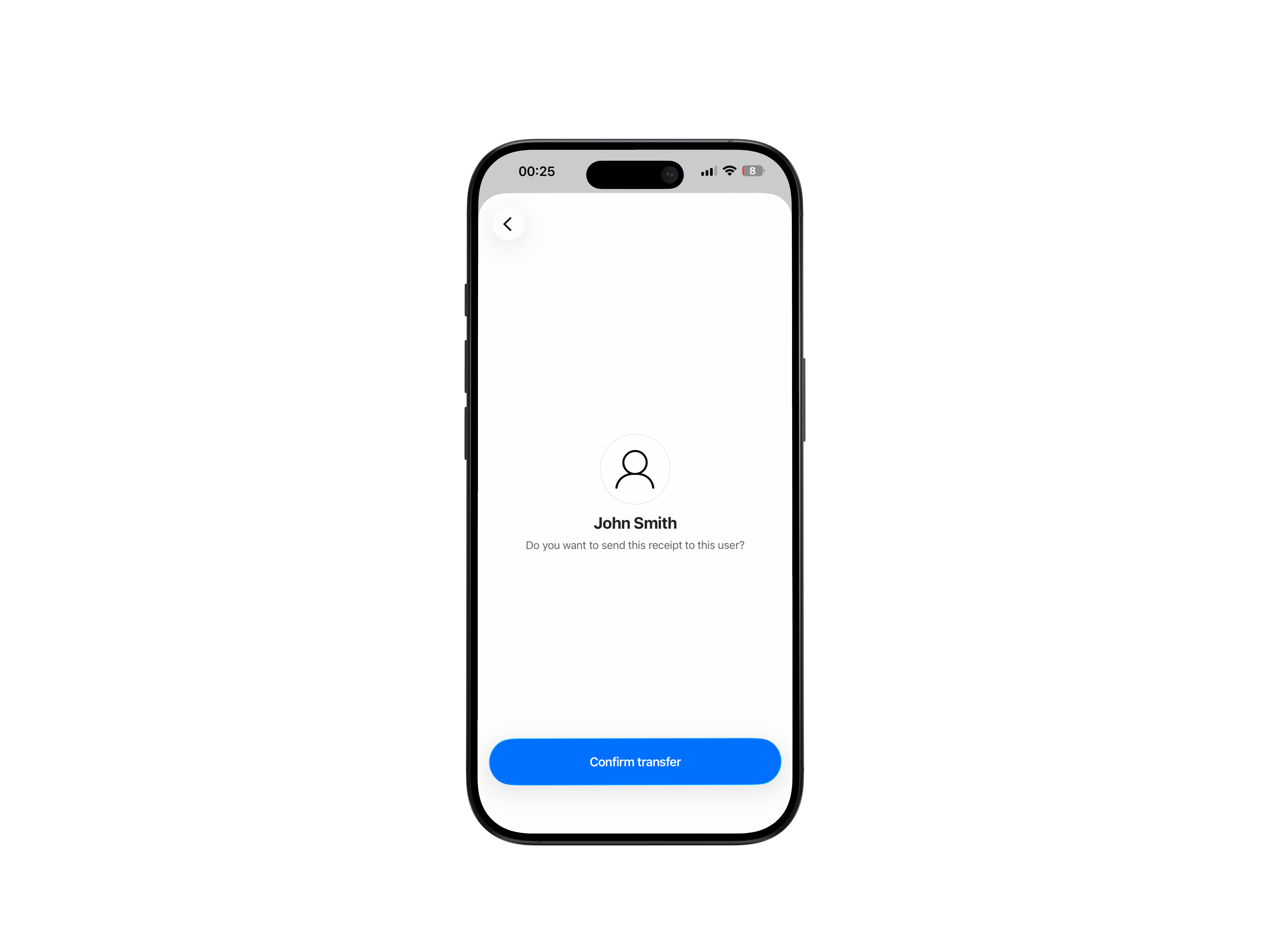 Confirming a receipt transfer to another Kvittun user